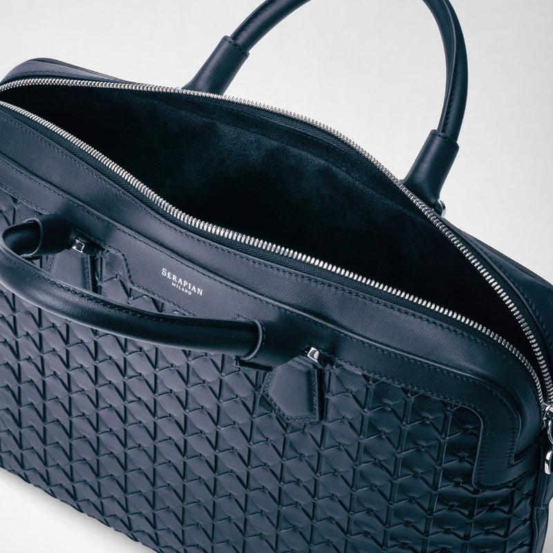 Serapian Extra slim briefcase in mosaico navy blue Nuovo