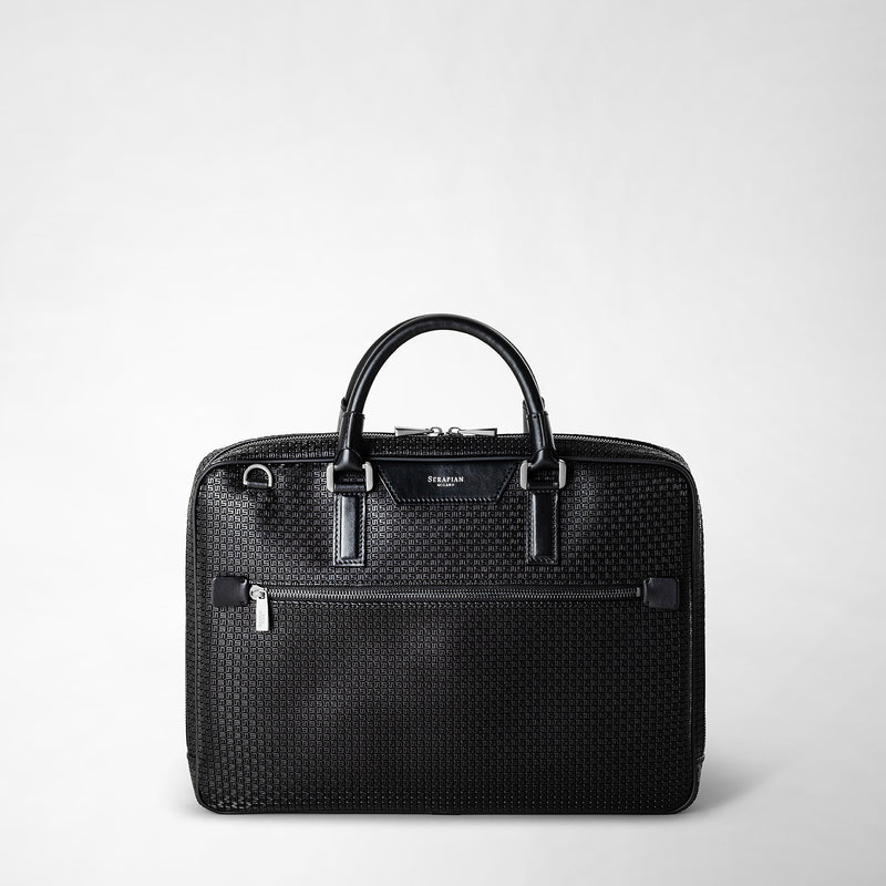 Serapian Borsa business extra slim in stepan nero-nero eclissi Spedizione Gratuita