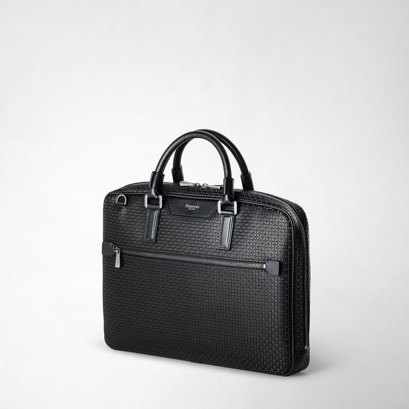 Serapian Borsa business extra slim in stepan nero-nero eclissi Spedizione Gratuita