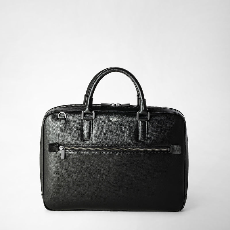 Serapian Borsa business extra slim in pelle evoluzione nero Pezzi Unici