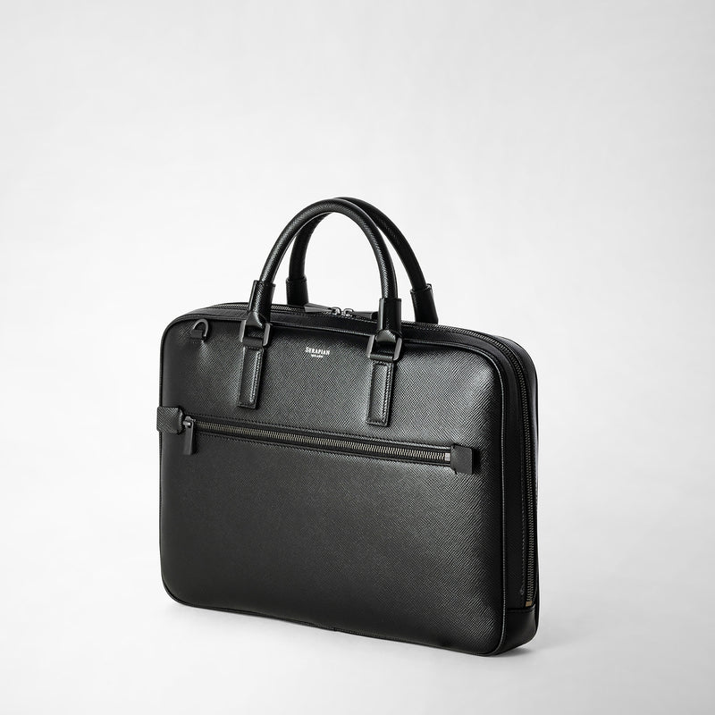 Serapian Borsa business extra slim in pelle evoluzione nero Pezzi Unici