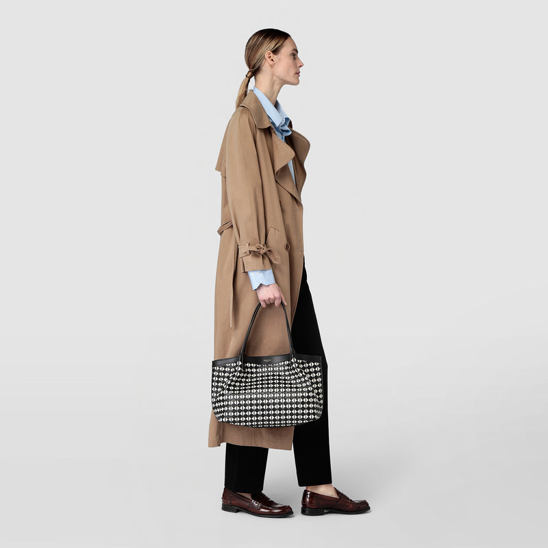 Serapian Tote bag secret piccola in mosaico nero-panna Acquista Ora