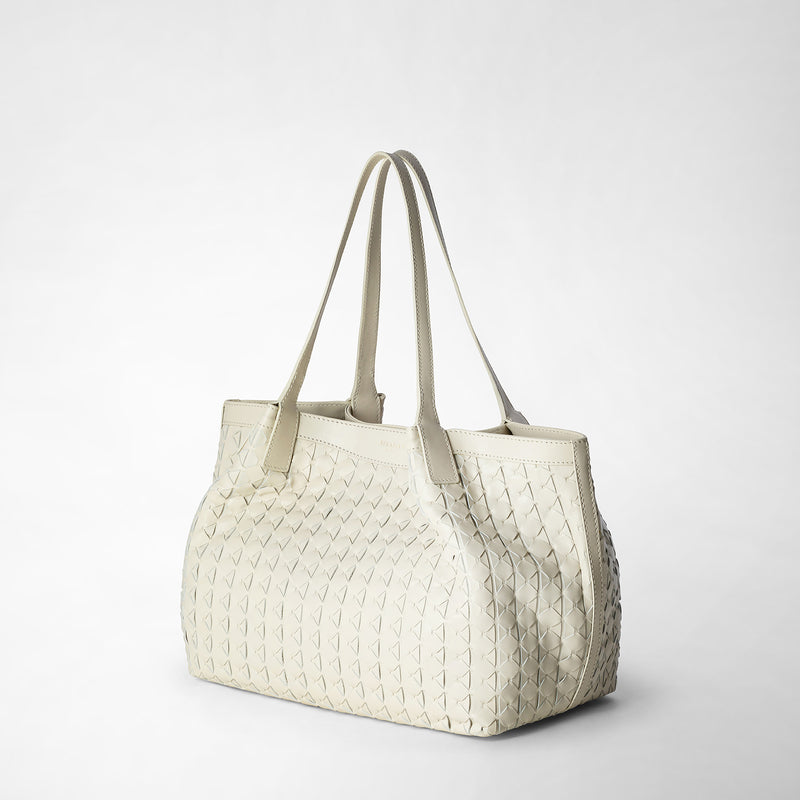 Serapian Tote bag secret piccola in mosaico panna Consegna Veloce