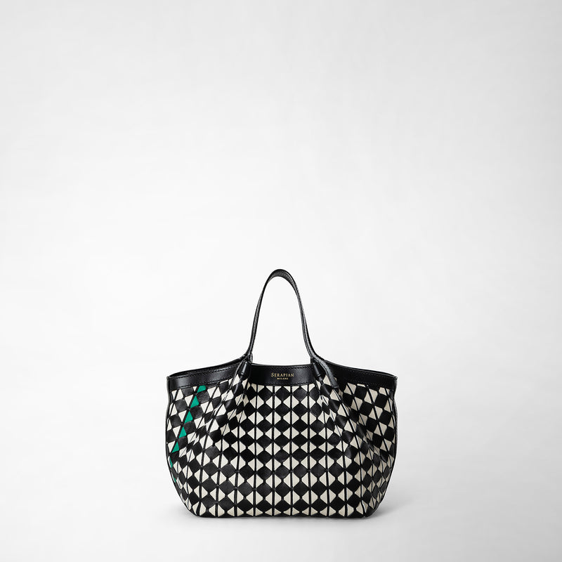 Serapian Borsa secret mini in mosaico nero-panna Economico