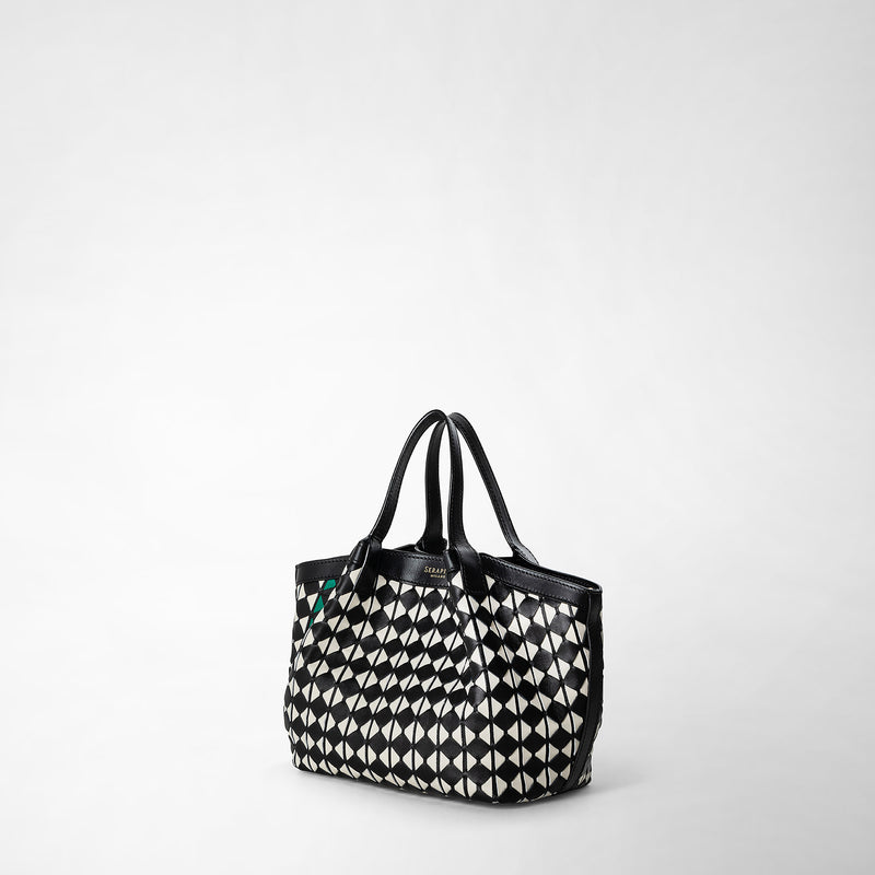 Serapian Borsa secret mini in mosaico nero-panna Economico