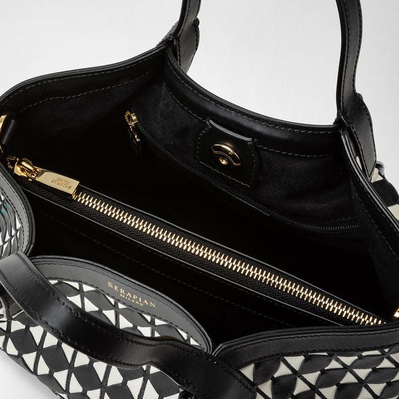 Serapian Borsa secret mini in mosaico nero-panna Economico