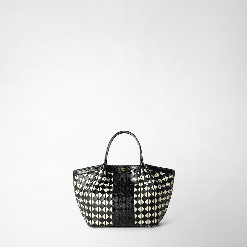 Serapian Mini secret bag mosaico elaphe black and off white Outlet
