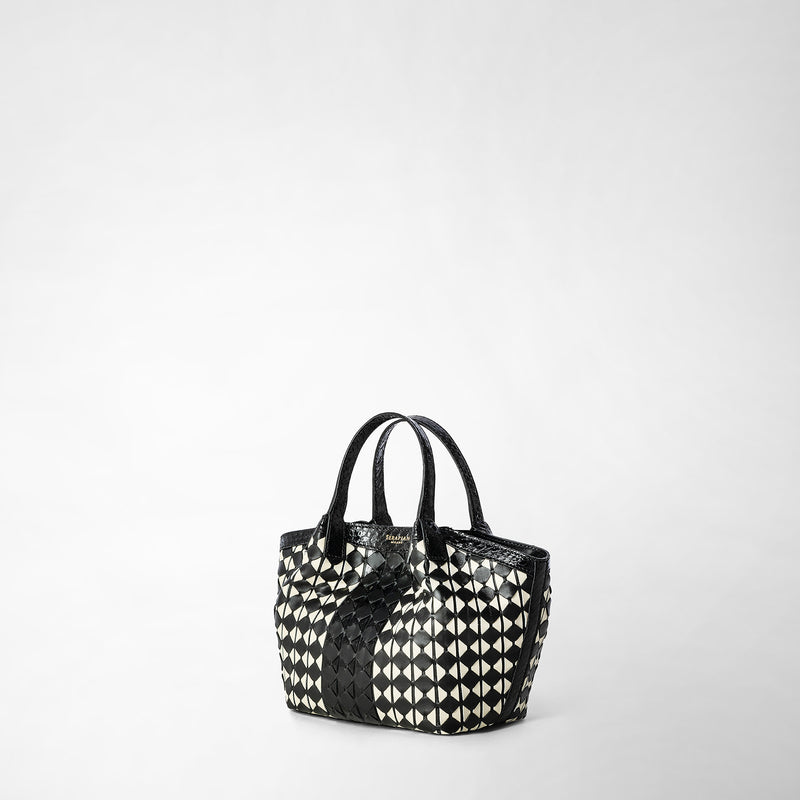 Serapian Mini secret bag mosaico elaphe black and off white Outlet