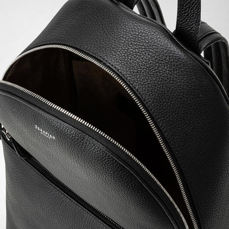 Serapian Backpack in cachemire leather black Vendita Calda