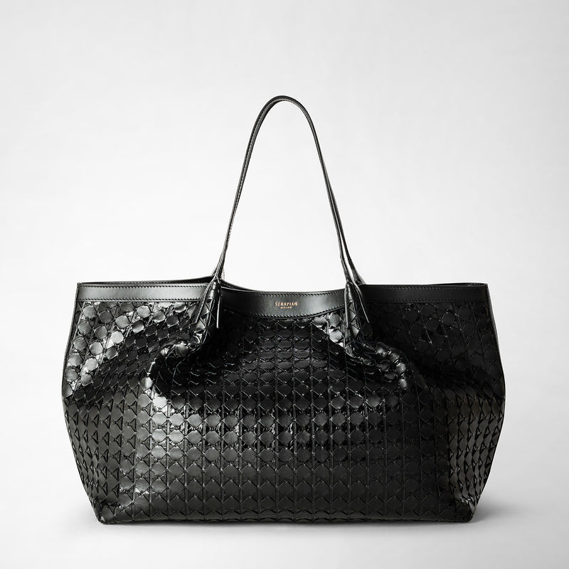 Serapian Secret tote bag in mosaico and elaphe black Vendita
