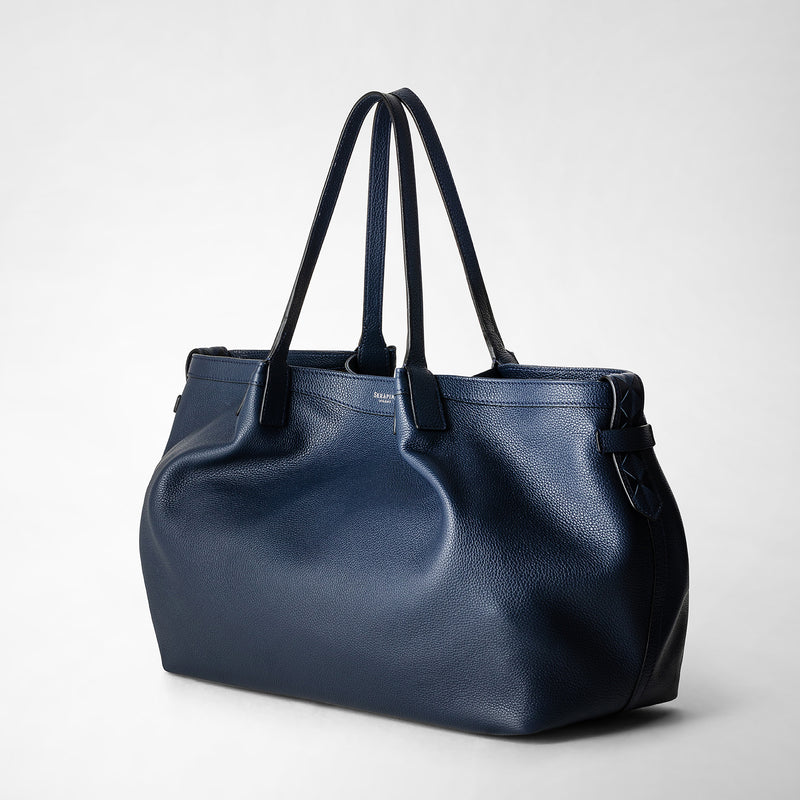 Serapian Tote bag secret in pelle rugiada blu navy Negozi Online