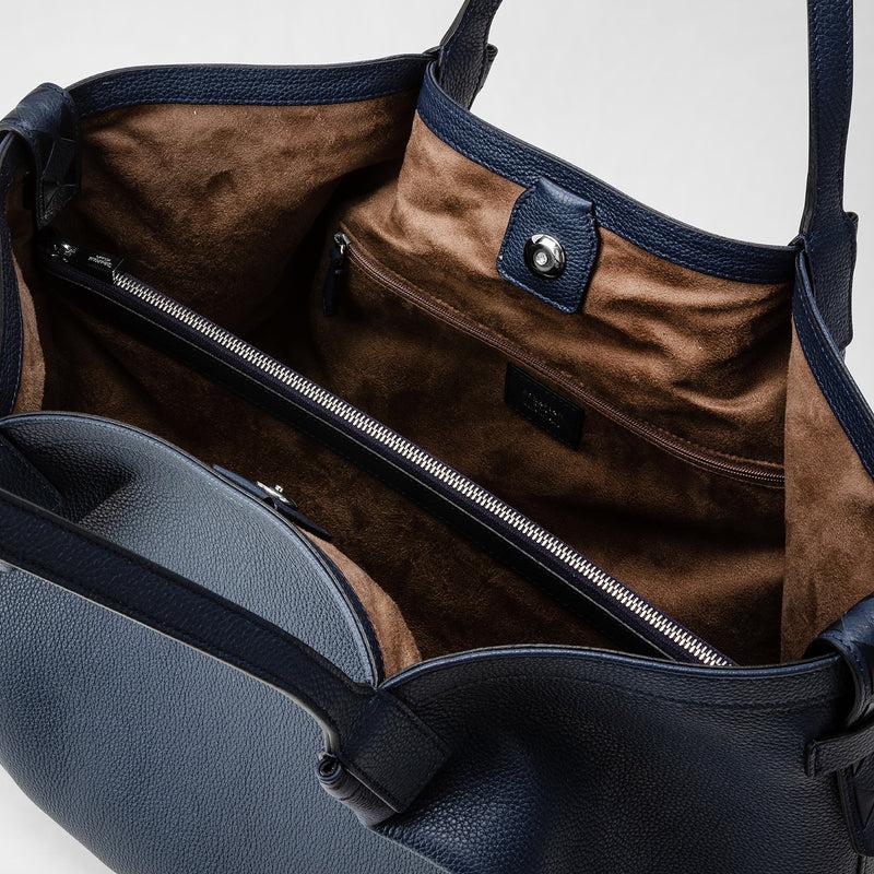 Serapian Tote bag secret in pelle rugiada blu navy Negozi Online