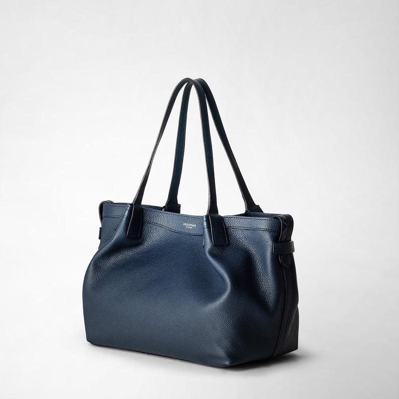 Serapian Tote bag secret piccola in pelle rugiada blu navy Consegna Veloce