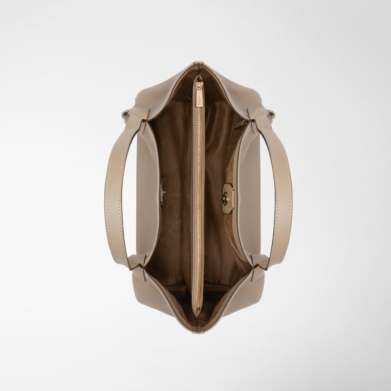 Serapian Small secret tote bag in rugiada leather sahara Promozione Limitata