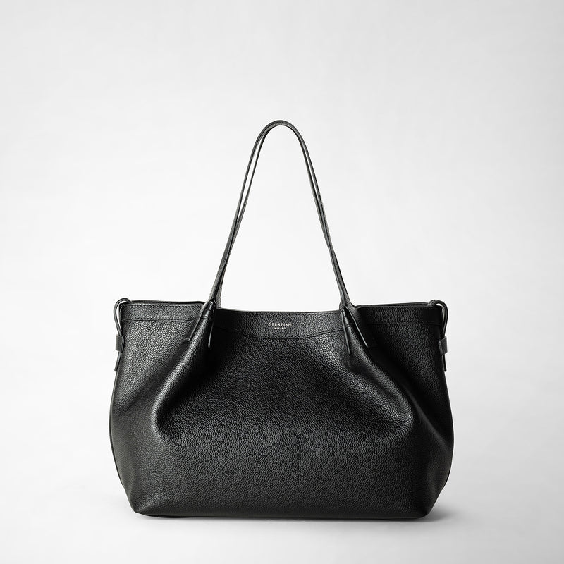 Serapian Tote bag secret piccola in pelle rugiada nero Fino Al -60%