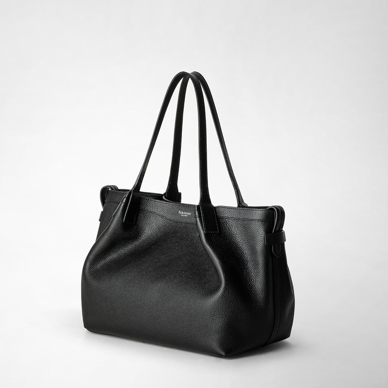 Serapian Tote bag secret piccola in pelle rugiada nero Fino Al -60%