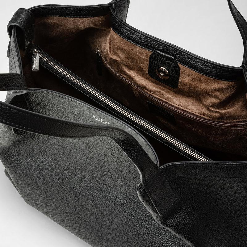 Serapian Tote bag secret piccola in pelle rugiada nero Fino Al -60%