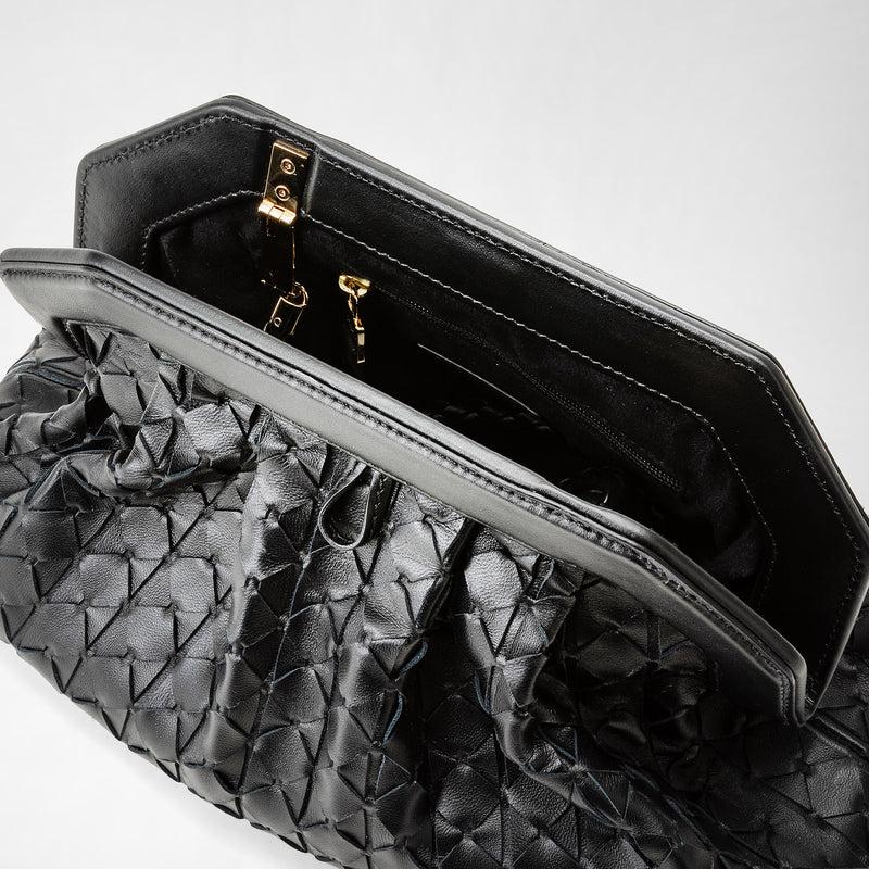 Serapian Clutch secret in mosaico nero Sconto