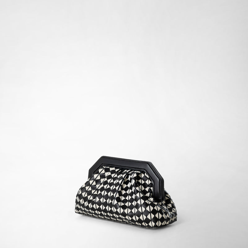 Serapian Clutch secret in mosaico nero-panna Economico