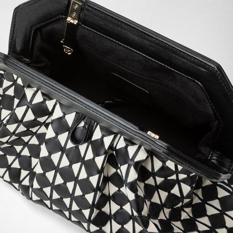 Serapian Clutch secret in mosaico nero-panna Economico