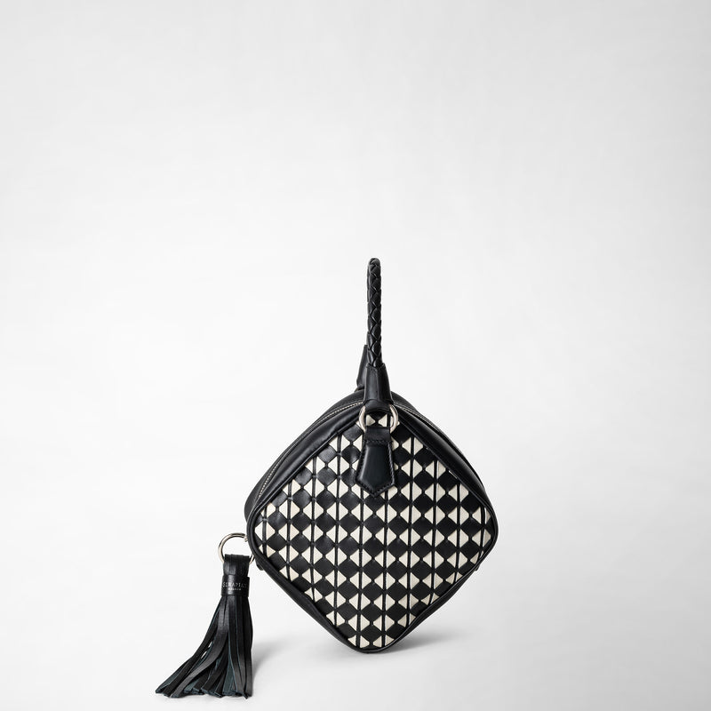 Serapian Borsa a mano petra in mosaico nero-panna Outlet