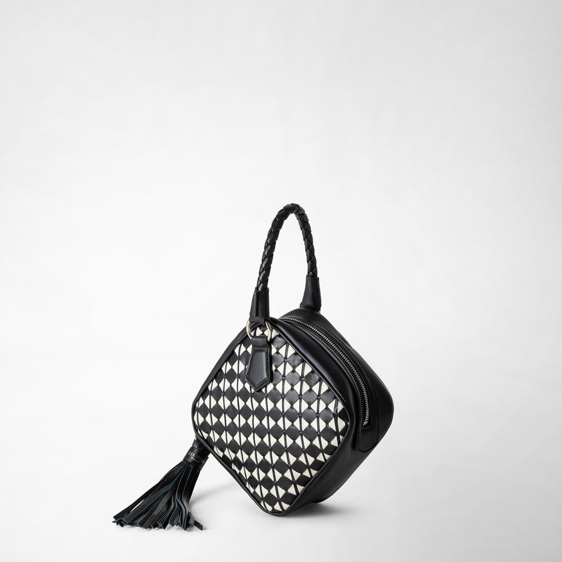 Serapian Borsa a mano petra in mosaico nero-panna Outlet