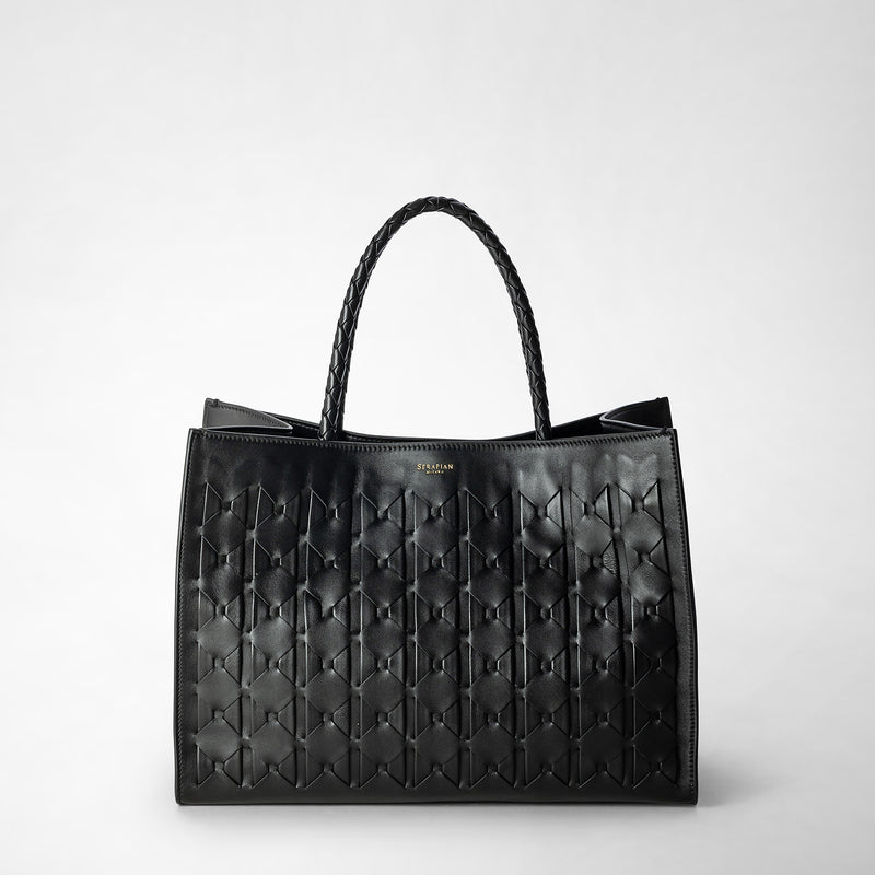 Serapian 1928 tote bag in mosaico black Vendita Calda