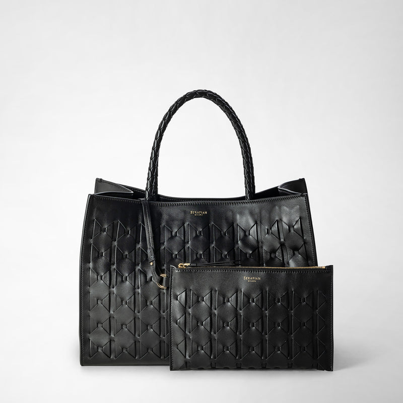 Serapian 1928 tote bag in mosaico black Vendita Calda