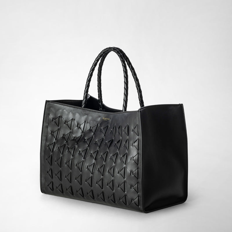 Serapian 1928 tote bag in mosaico black Vendita Calda