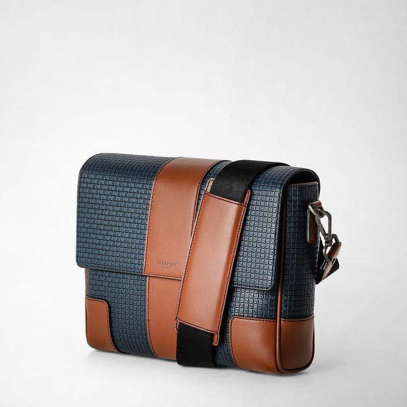 Serapian Borsa messenger con pattina in stepan 72 blu 2025