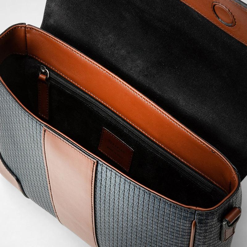 Serapian Borsa messenger con pattina in stepan 72 blu 2025