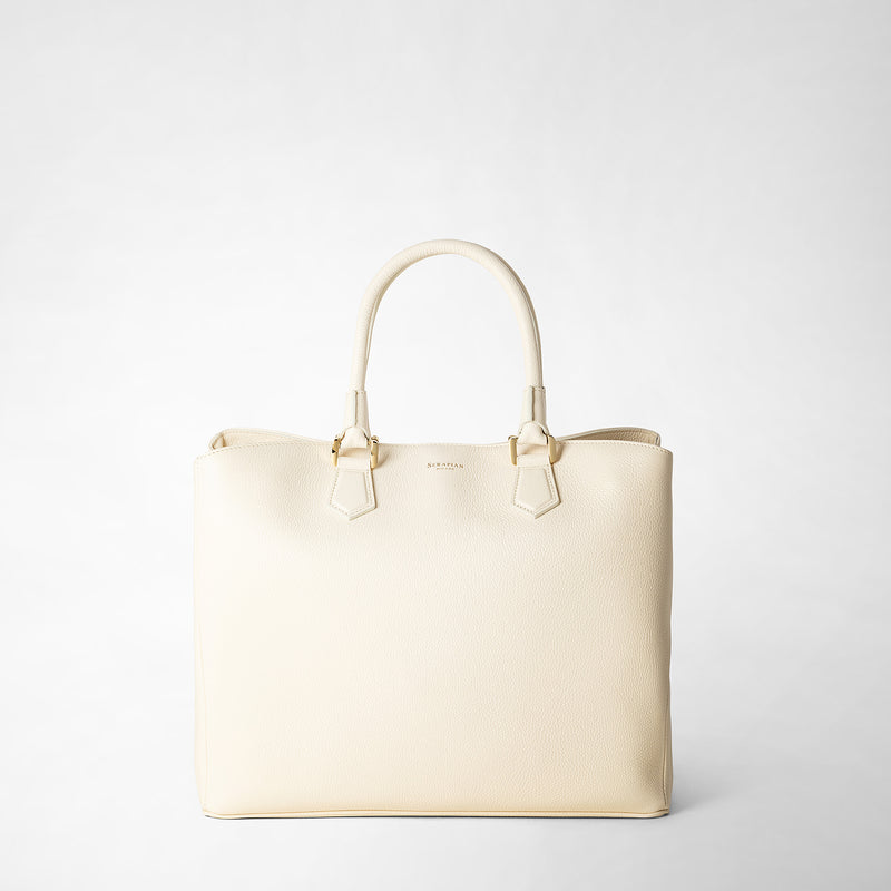 Serapian Borsa a mano luna in pelle rugiada crema Vendita