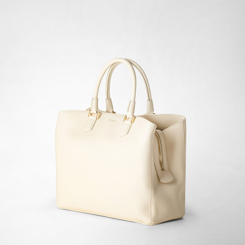 Serapian Borsa a mano luna in pelle rugiada crema Vendita