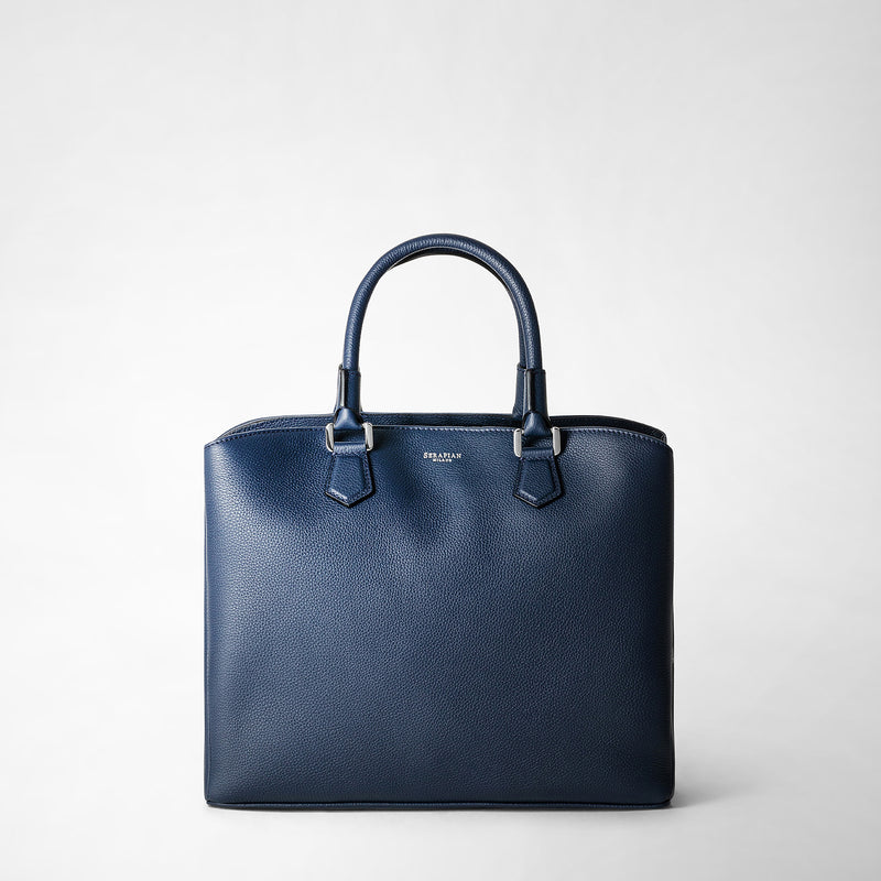 Serapian Borsa a mano luna in pelle rugiada blu navy Soddisfazione Garantita