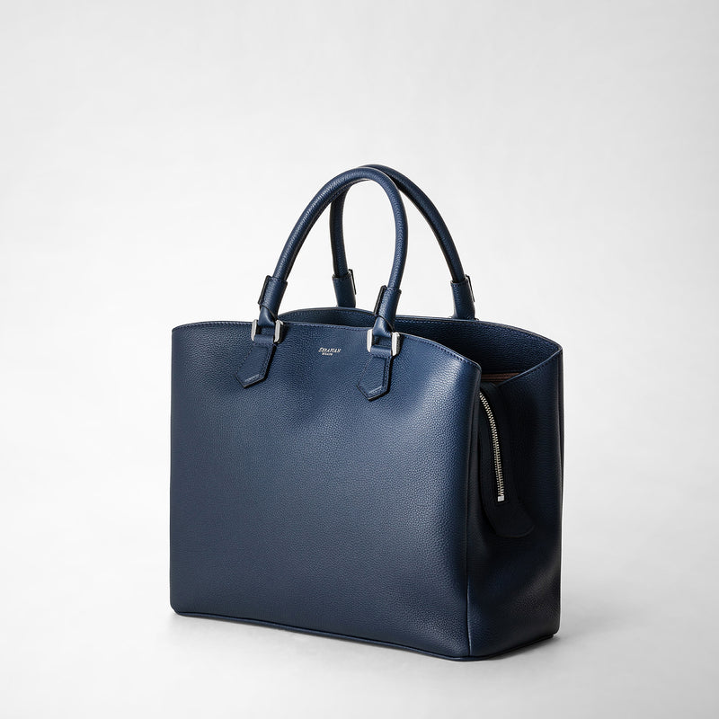 Serapian Borsa a mano luna in pelle rugiada blu navy Soddisfazione Garantita