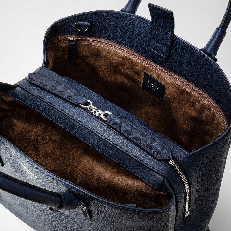 Serapian Borsa a mano luna in pelle rugiada blu navy Soddisfazione Garantita