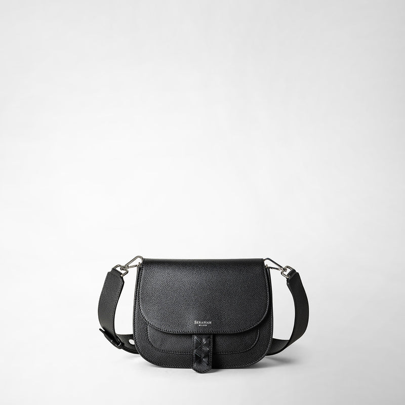 Serapian Borsa luna crossbody in pelle rugiada nero Consegna Veloce