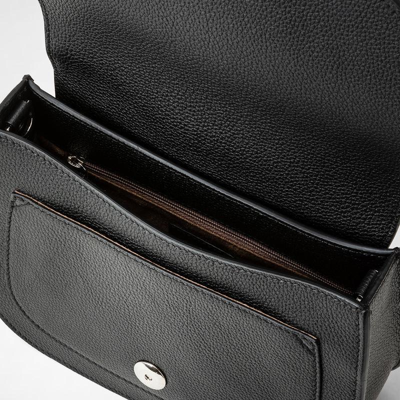 Serapian Borsa luna crossbody in pelle rugiada nero Consegna Veloce