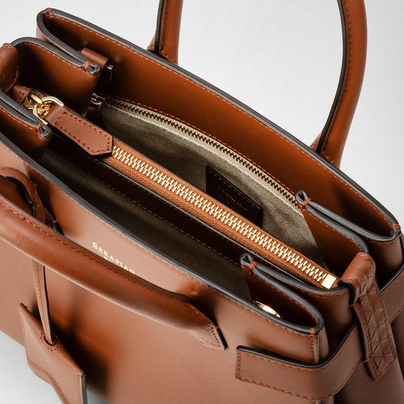 Serapian Meline' handbag in seta leather cuoio Shopping Online