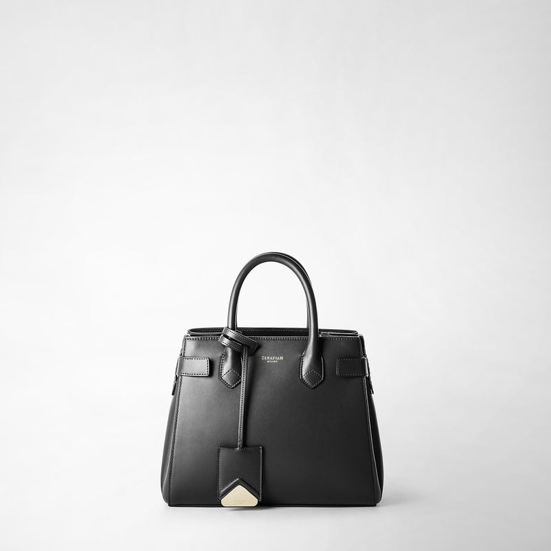 Serapian Meline' handbag in seta leather black Sottocosto