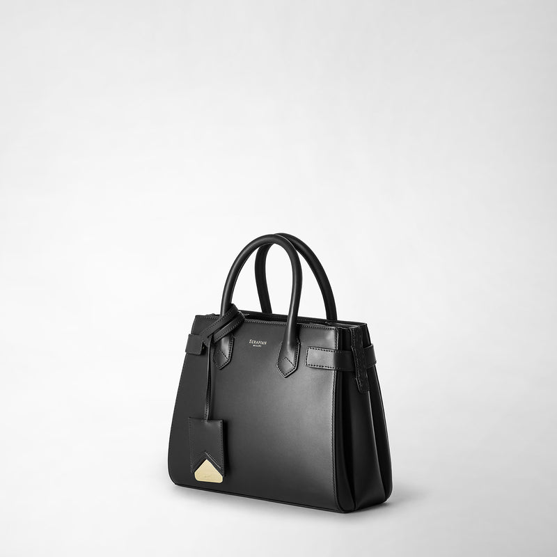 Serapian Meline' handbag in seta leather black Sottocosto