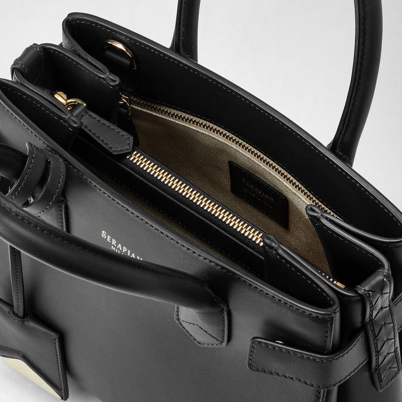 Serapian Meline' handbag in seta leather black Sottocosto