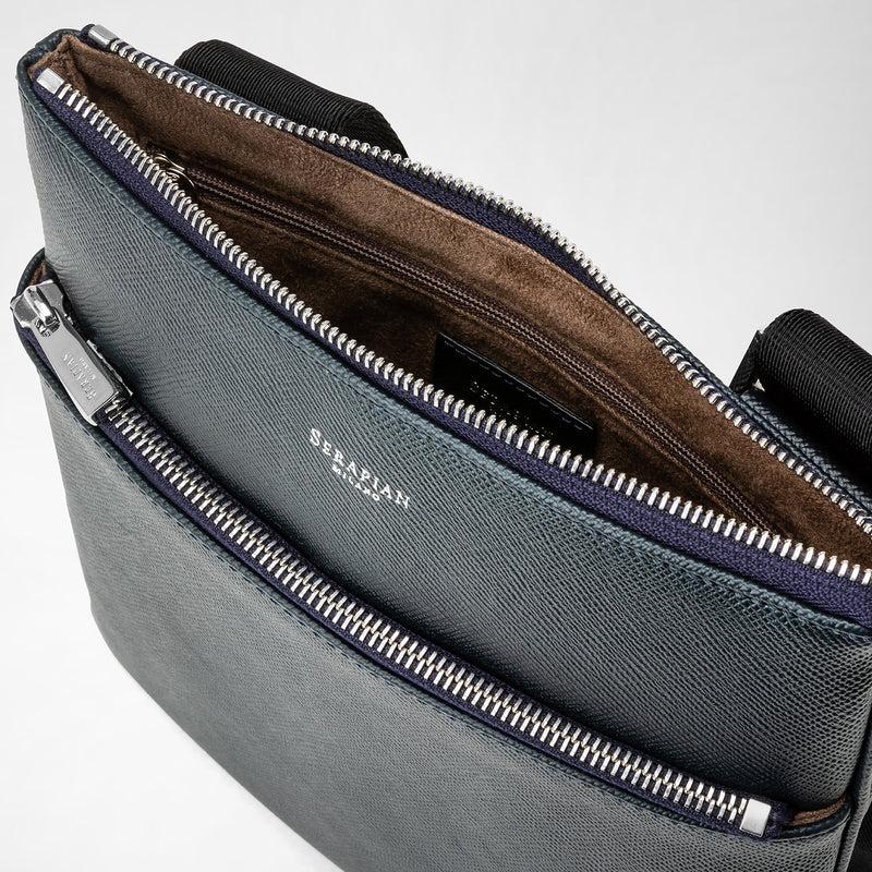 Serapian Tracolla piatta in pelle evoluzione blu navy Presa