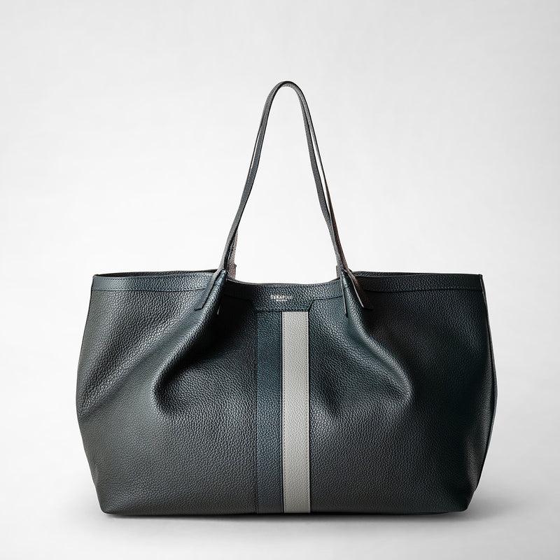 Serapian Borsa secret tote in pelle cachemire blu navy-asfalto Economico