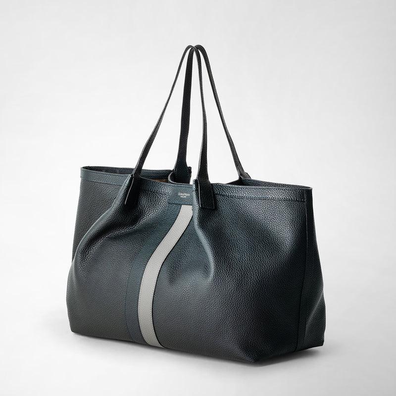 Serapian Borsa secret tote in pelle cachemire blu navy-asfalto Economico