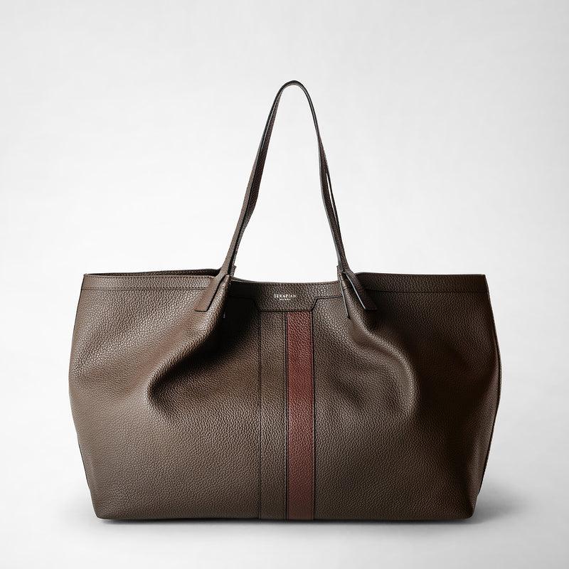 Serapian Borsa secret tote pelle cachemire espresso-rosso Online