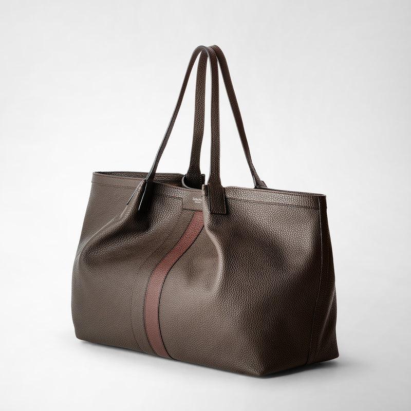 Serapian Borsa secret tote pelle cachemire espresso-rosso Online