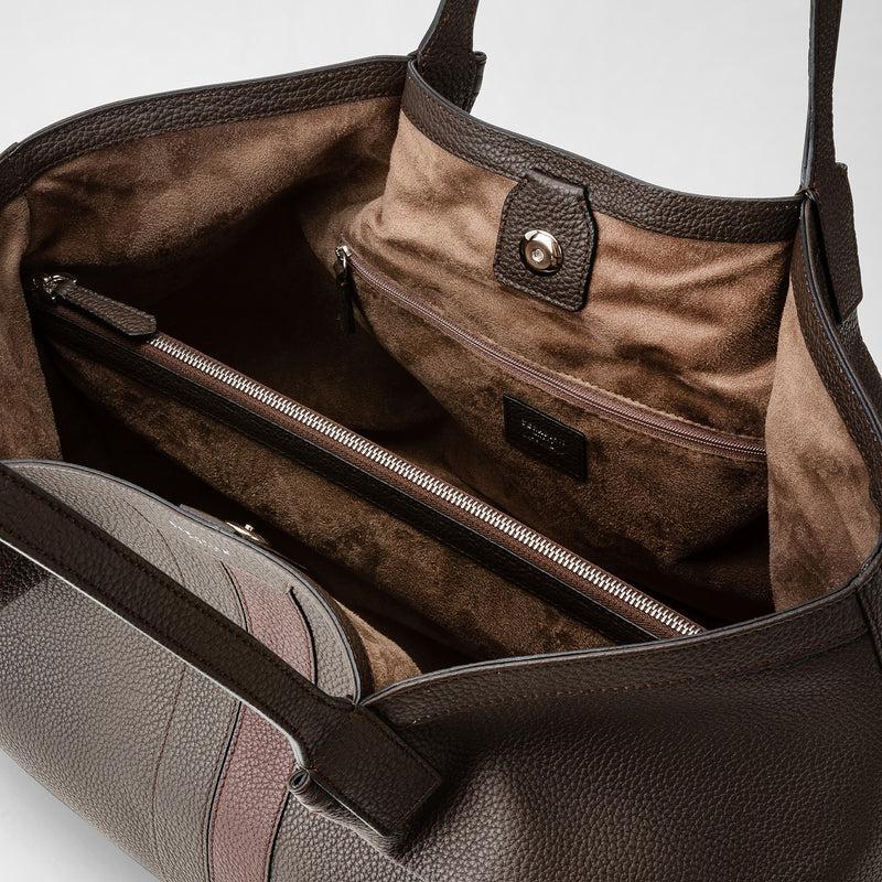 Serapian Borsa secret tote pelle cachemire espresso-rosso Online