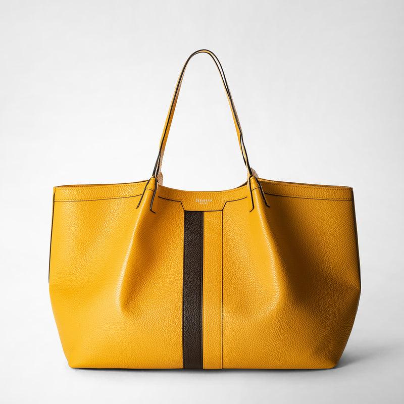 Serapian Secret tote bag in cachemire leather ochre espresso Outlet