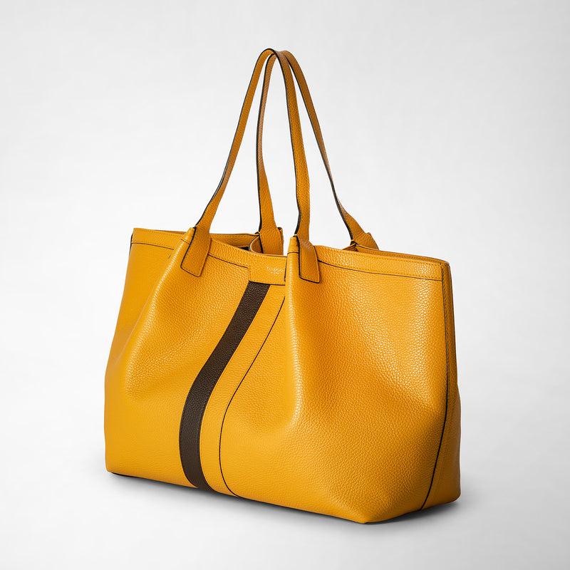 Serapian Secret tote bag in cachemire leather ochre espresso Outlet